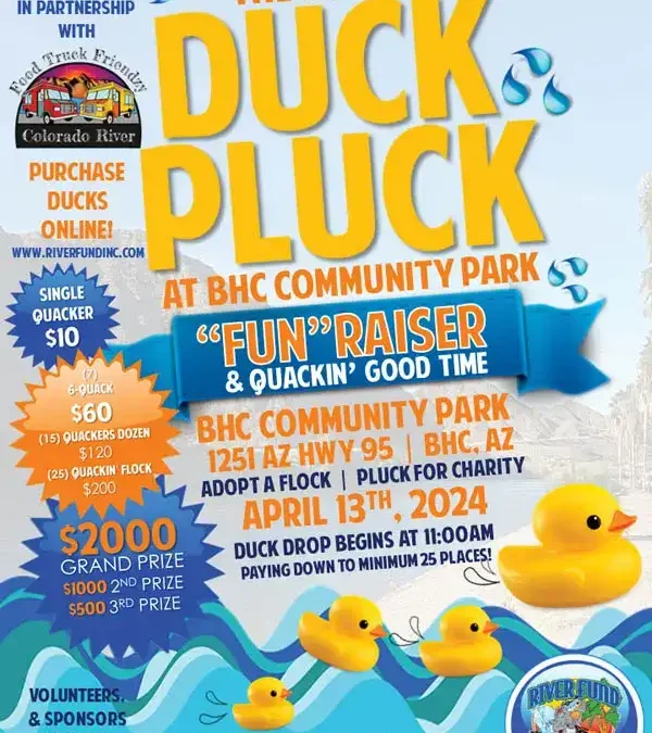 ‘The Great Duck Pluck’ slated April 13 as fundraiser for River Fund Food Truck Frendzy, children’s coloring contest included in event at Bullhead Community Park