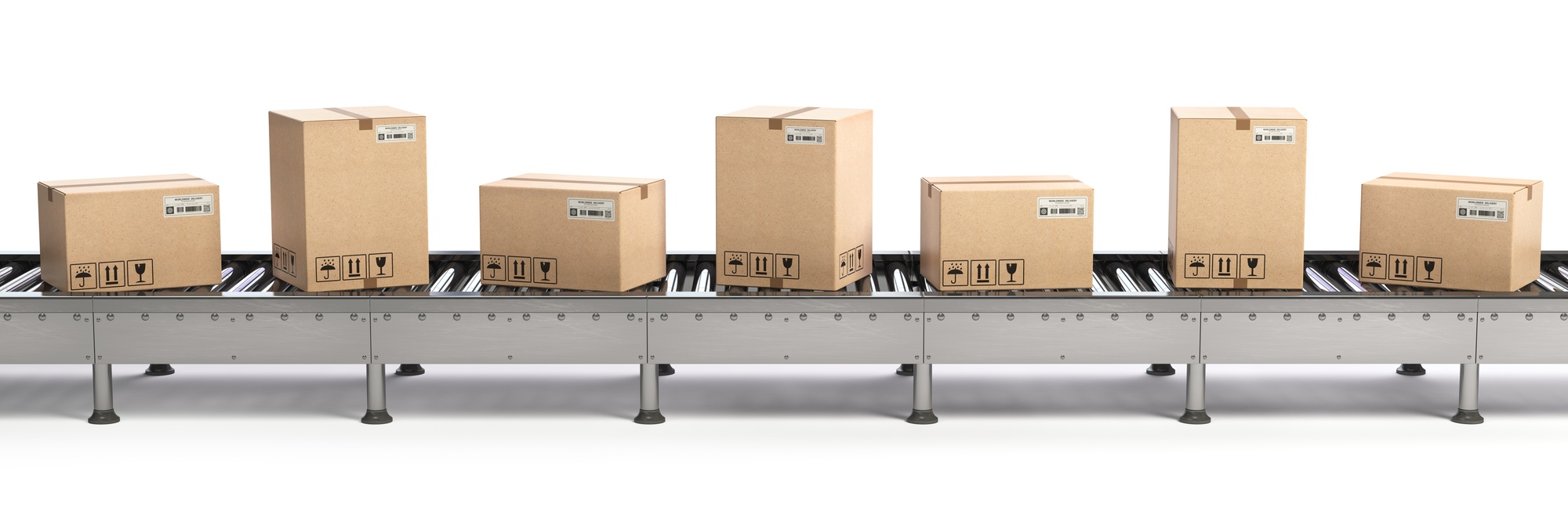 E-commerce, delivery and packaging service concept. Cardboard bo